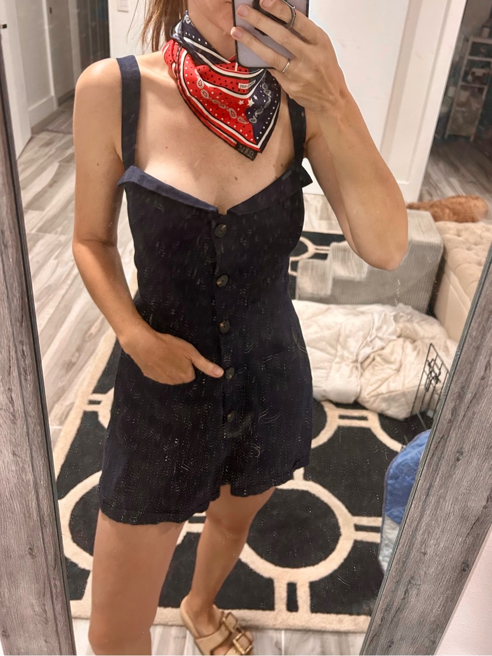 Reformation coconut Navy Romper